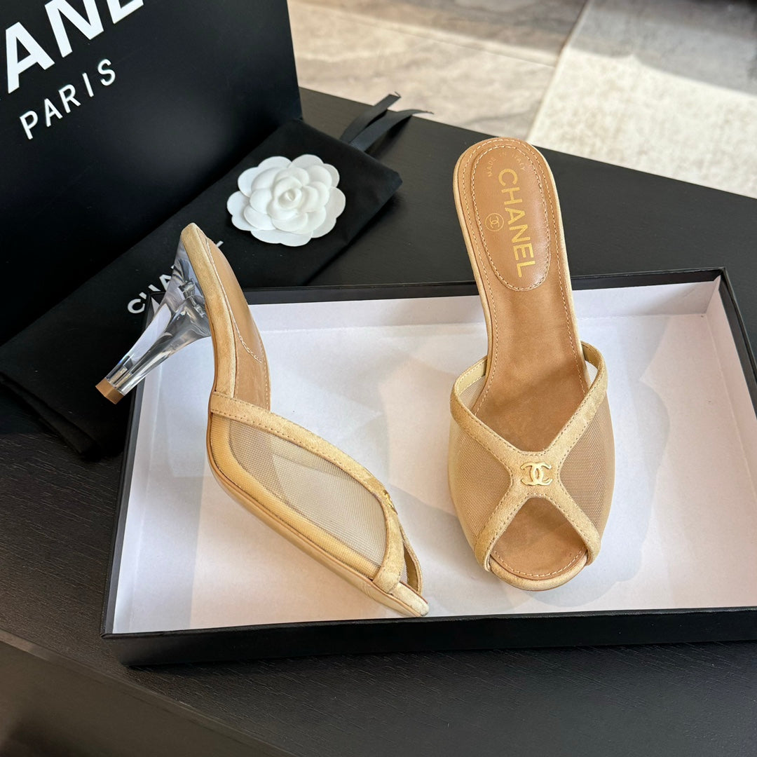 Double C High Heel Tan Brown Lambskin - 35