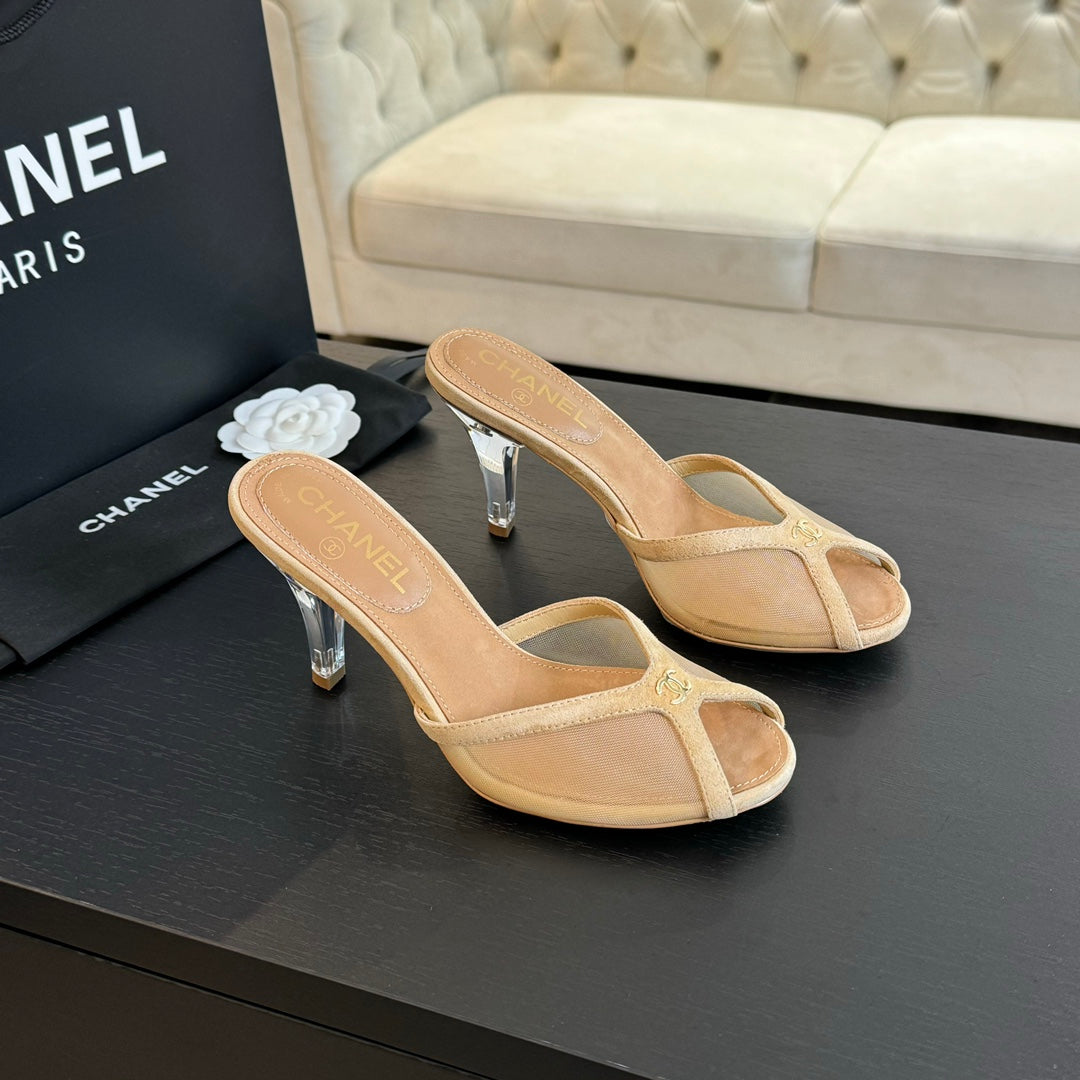 Double C High Heel Tan Brown Lambskin - 35