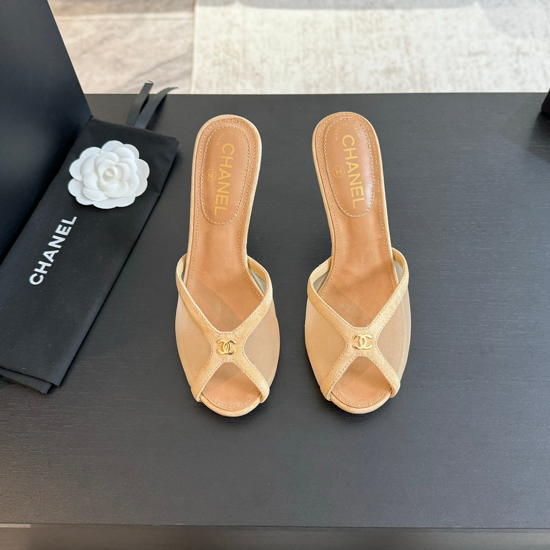 Double C High Heel Tan Brown Lambskin - 35