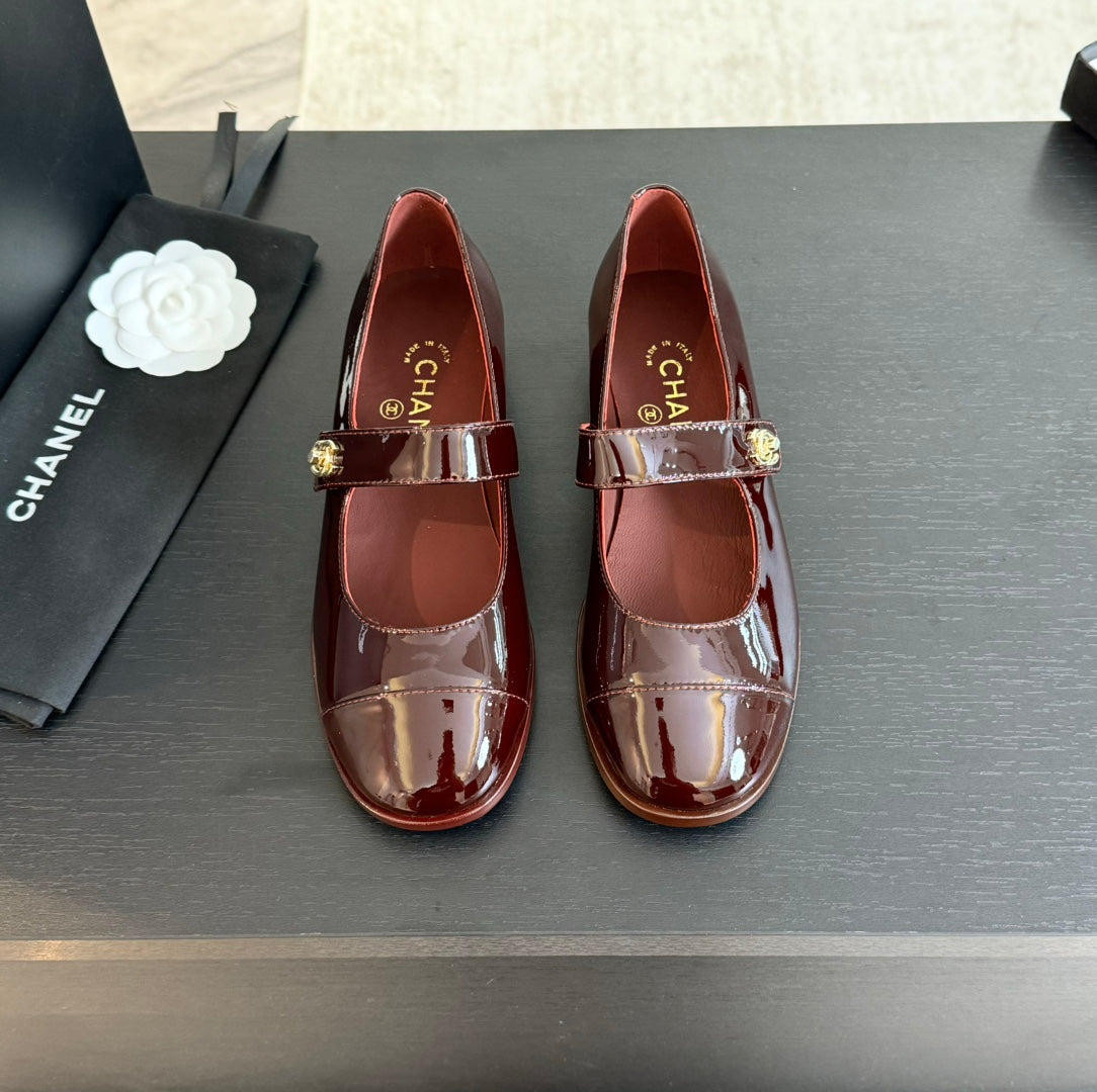 mary jane flat Red Wine patent calfskin - 35
