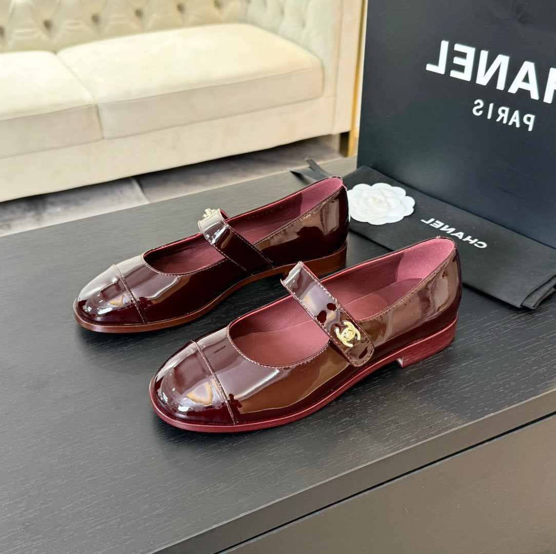 mary jane flat Red Wine patent calfskin - 35