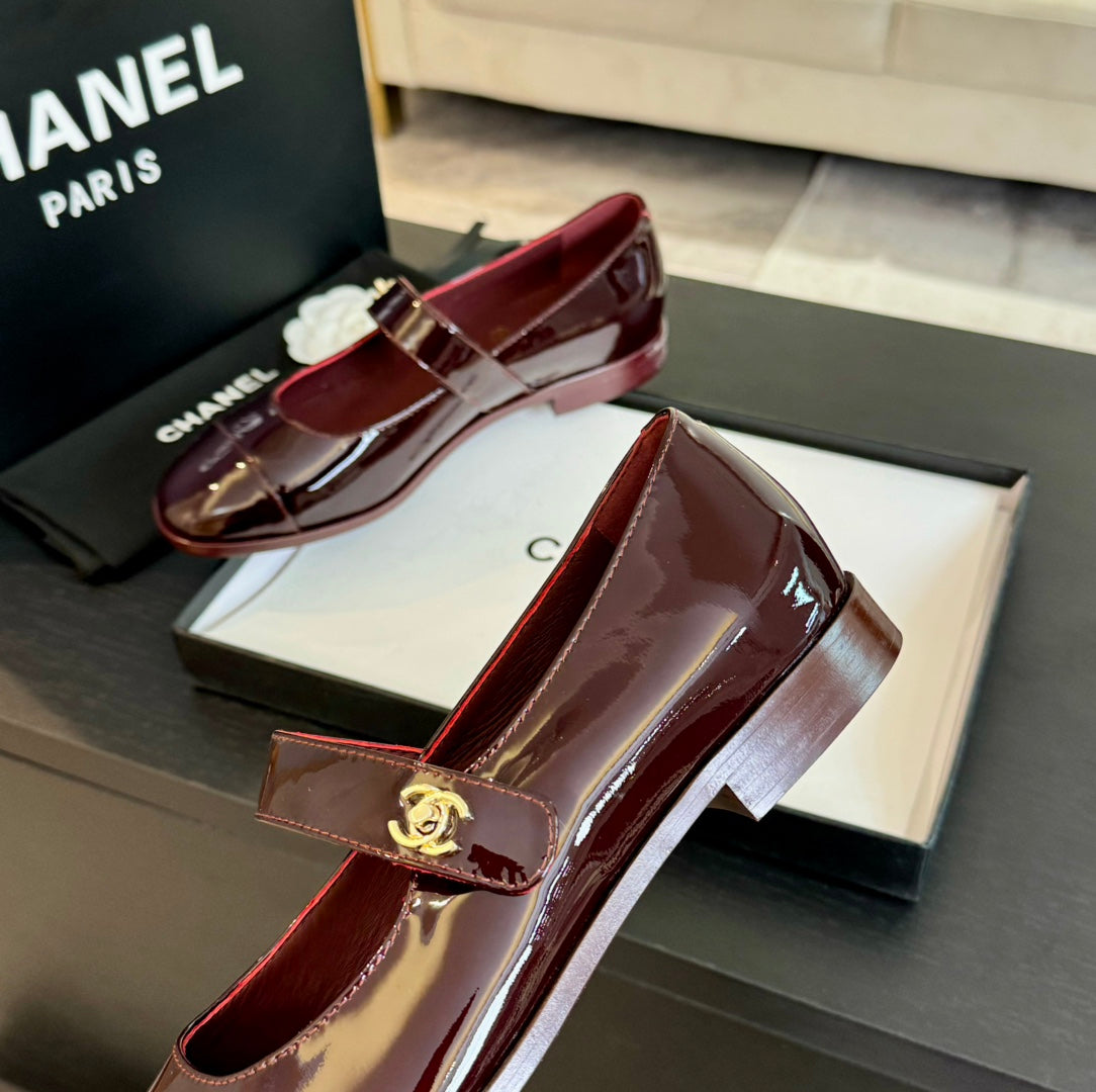 mary jane flat Red Wine patent calfskin - 35