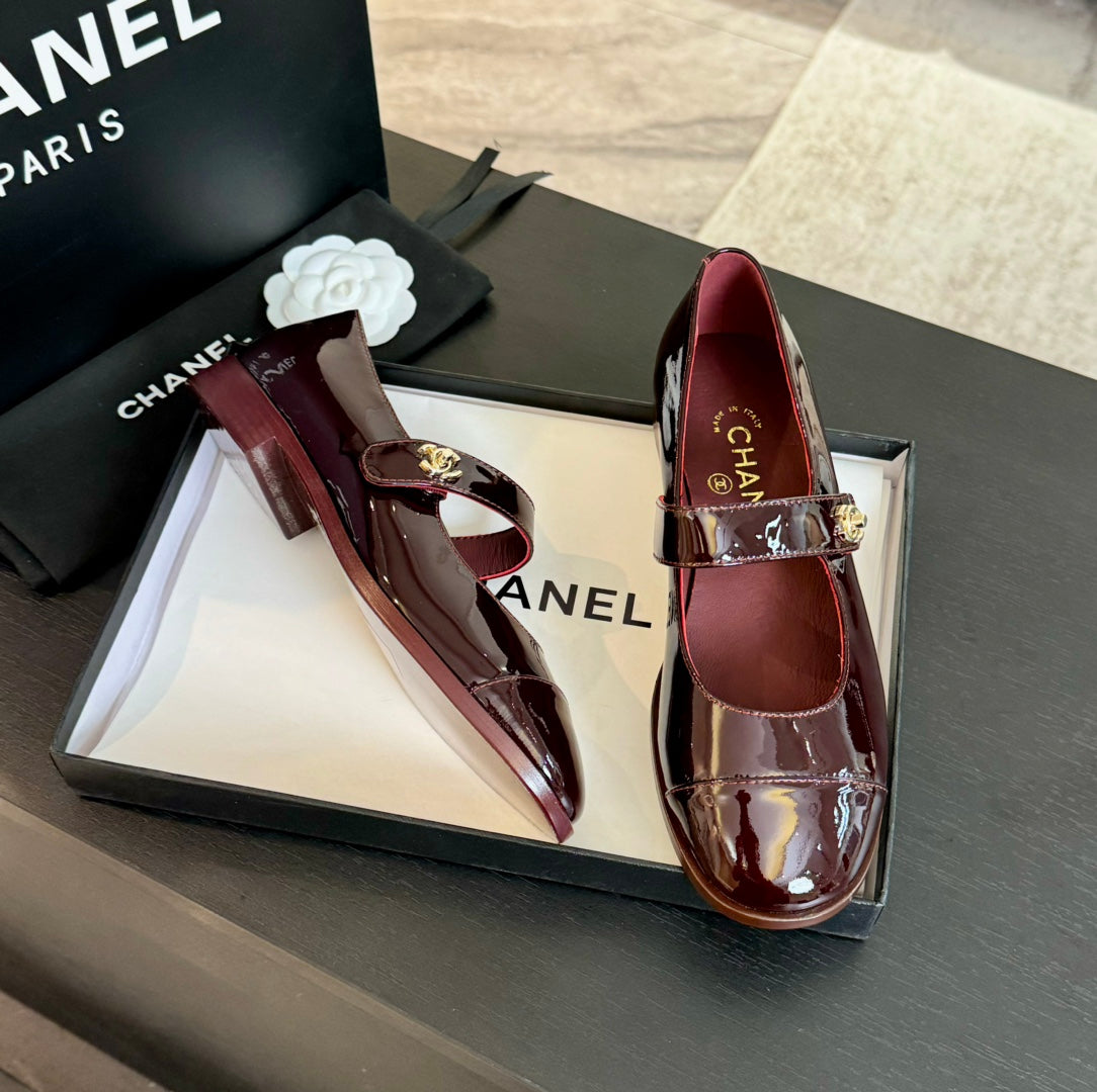 mary jane flat Red Wine patent calfskin - 35