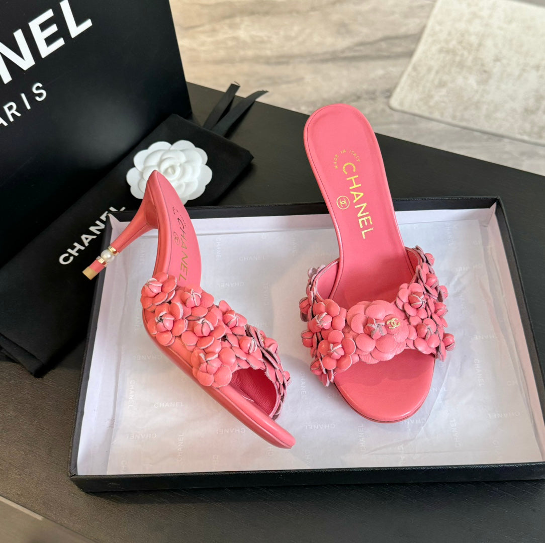 CC Little Camellia World Thin High Heels Rose Pink Lambskin - 35