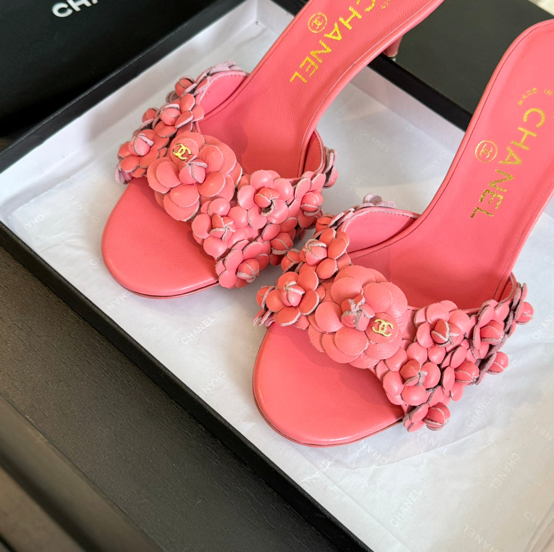 CC Little Camellia World Thin High Heels Rose Pink Lambskin - 35