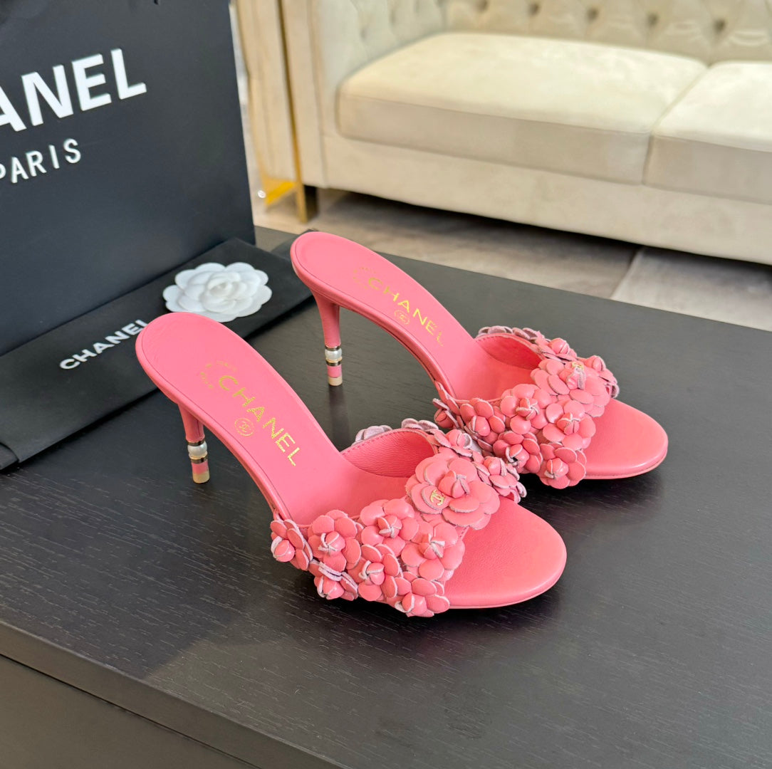CC Little Camellia World Thin High Heels Rose Pink Lambskin - 35
