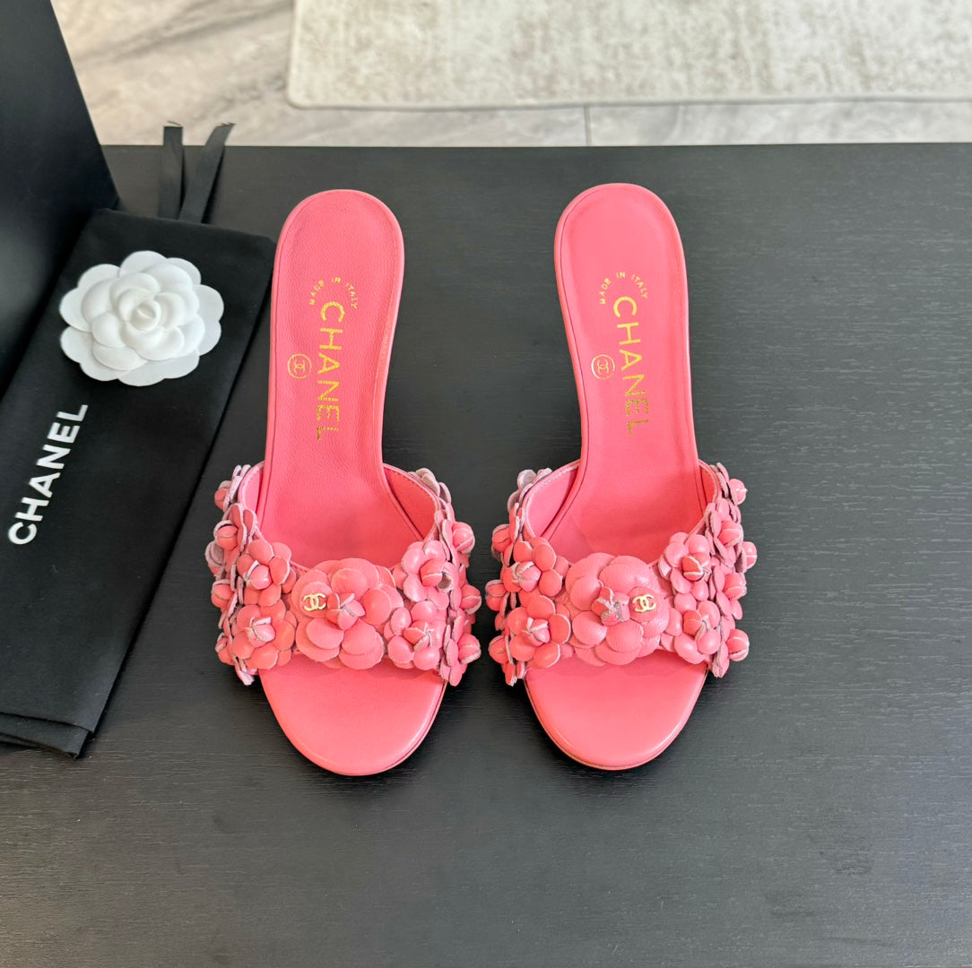 CC Little Camellia World Thin High Heels Rose Pink Lambskin - 35