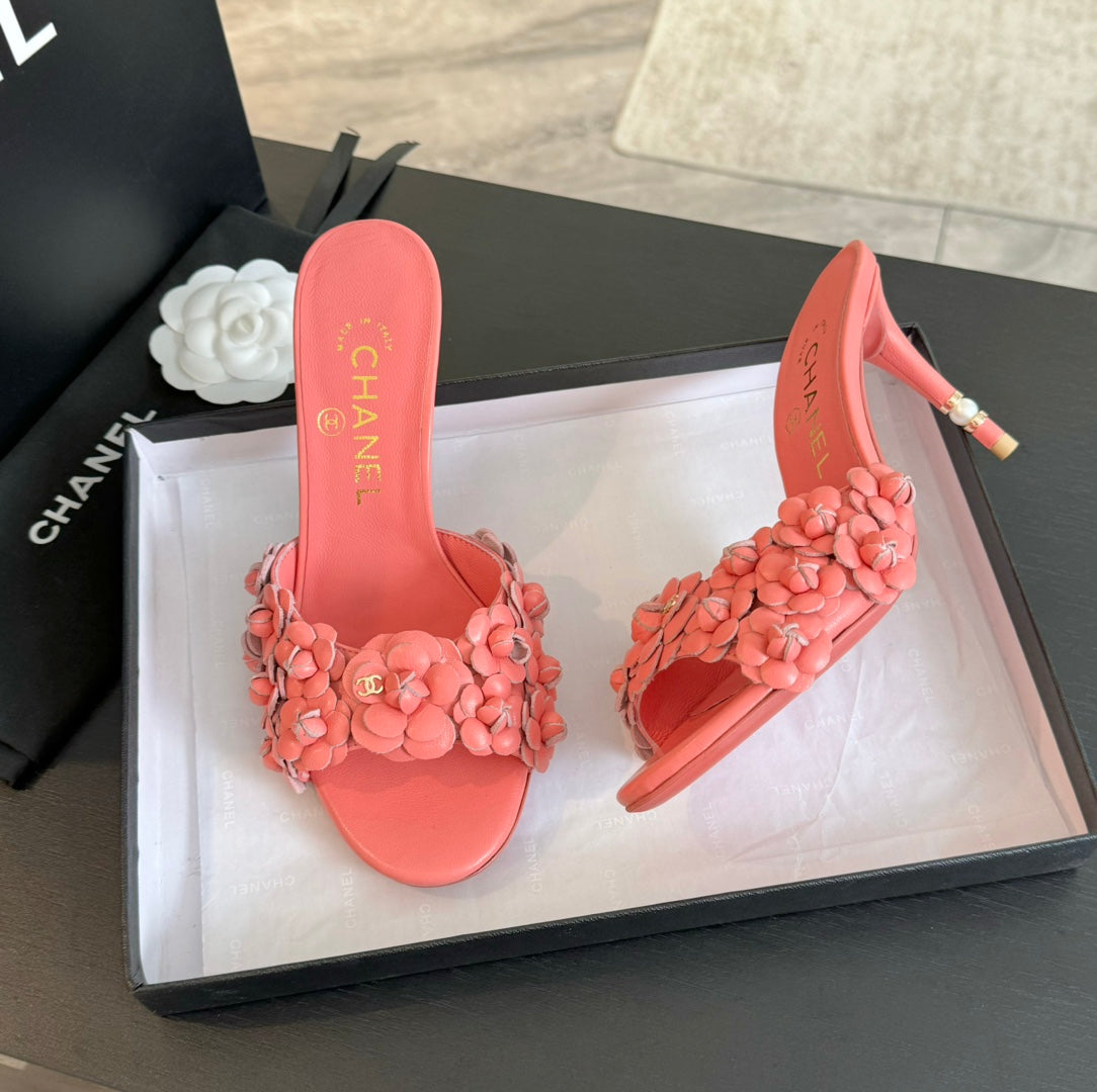 CC Little Camellia World Thin High Heels Rose Pink Lambskin - 35