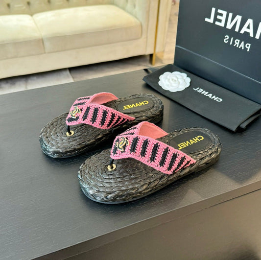 Double C Hottest Knit Flip-Flops Black Pink - 35