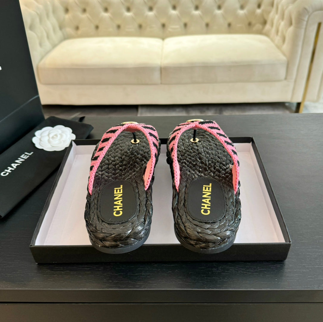 Double C Hottest Knit Flip-Flops Black Pink - 35