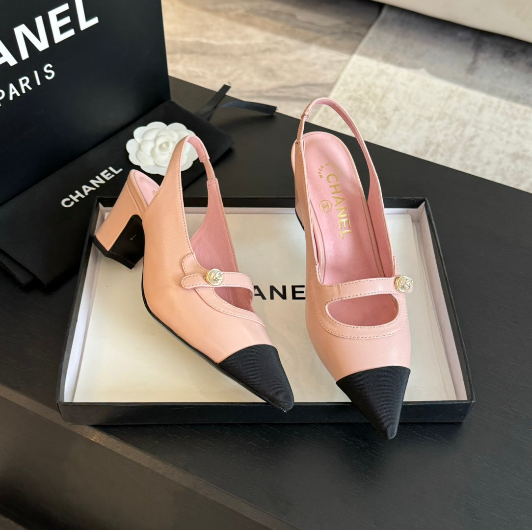Double C WOMEN'S Slingback SPIRIT TOE Light Pink Lambskin - 35
