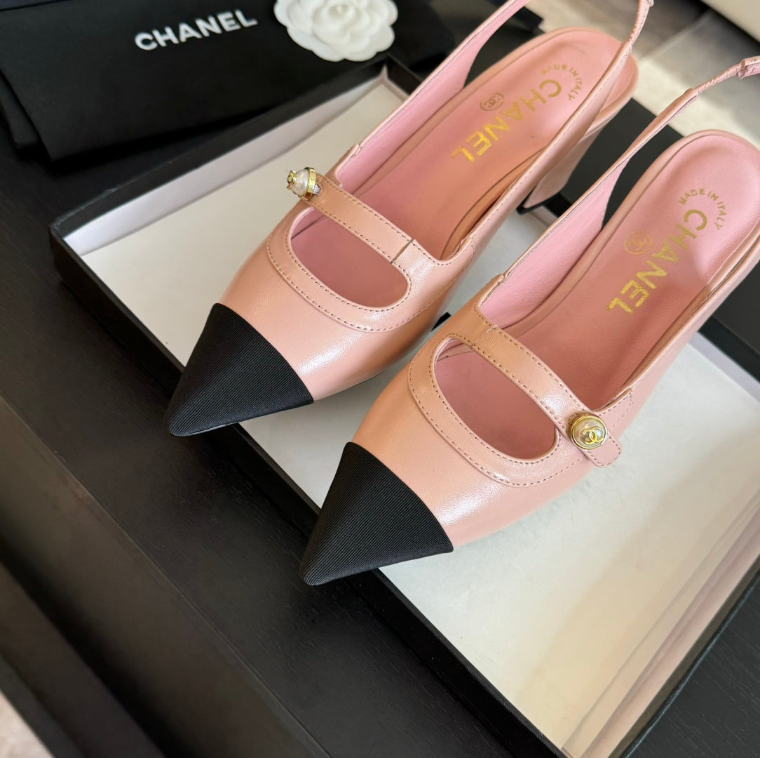 Double C WOMEN'S Slingback SPIRIT TOE Light Pink Lambskin - 35