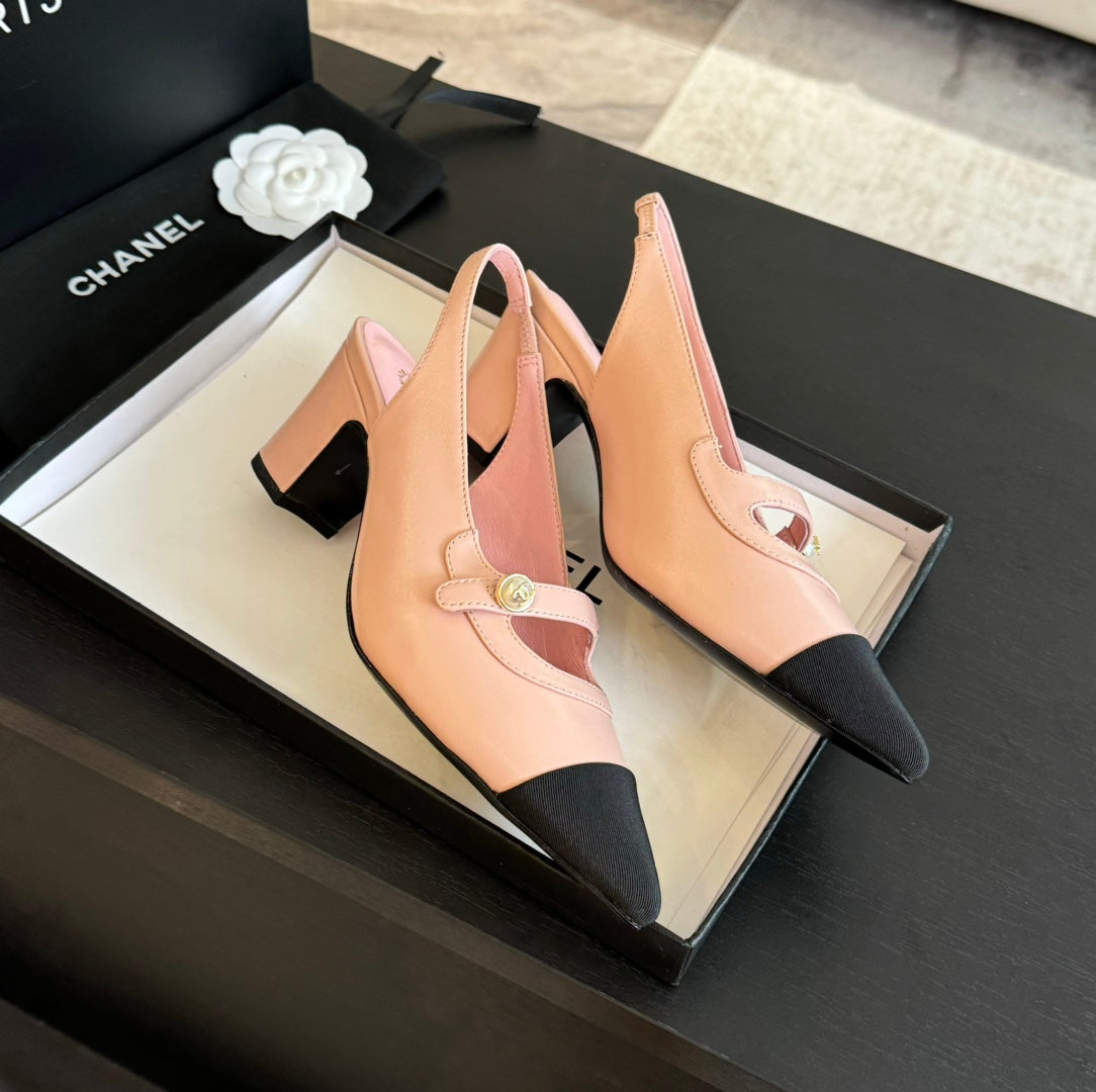 Double C WOMEN'S Slingback SPIRIT TOE Light Pink Lambskin - 35