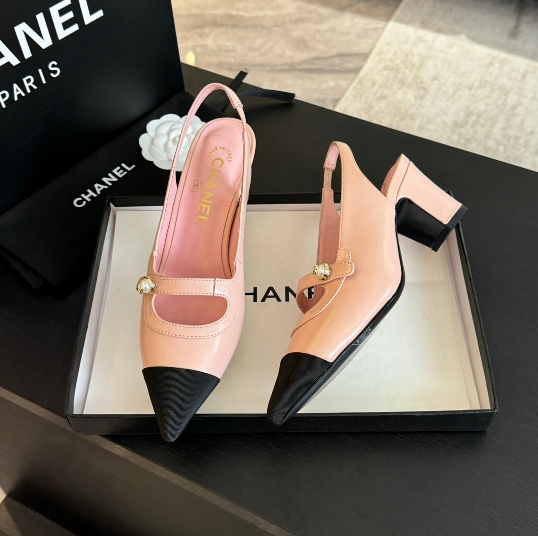Double C WOMEN'S Slingback SPIRIT TOE Light Pink Lambskin - 35