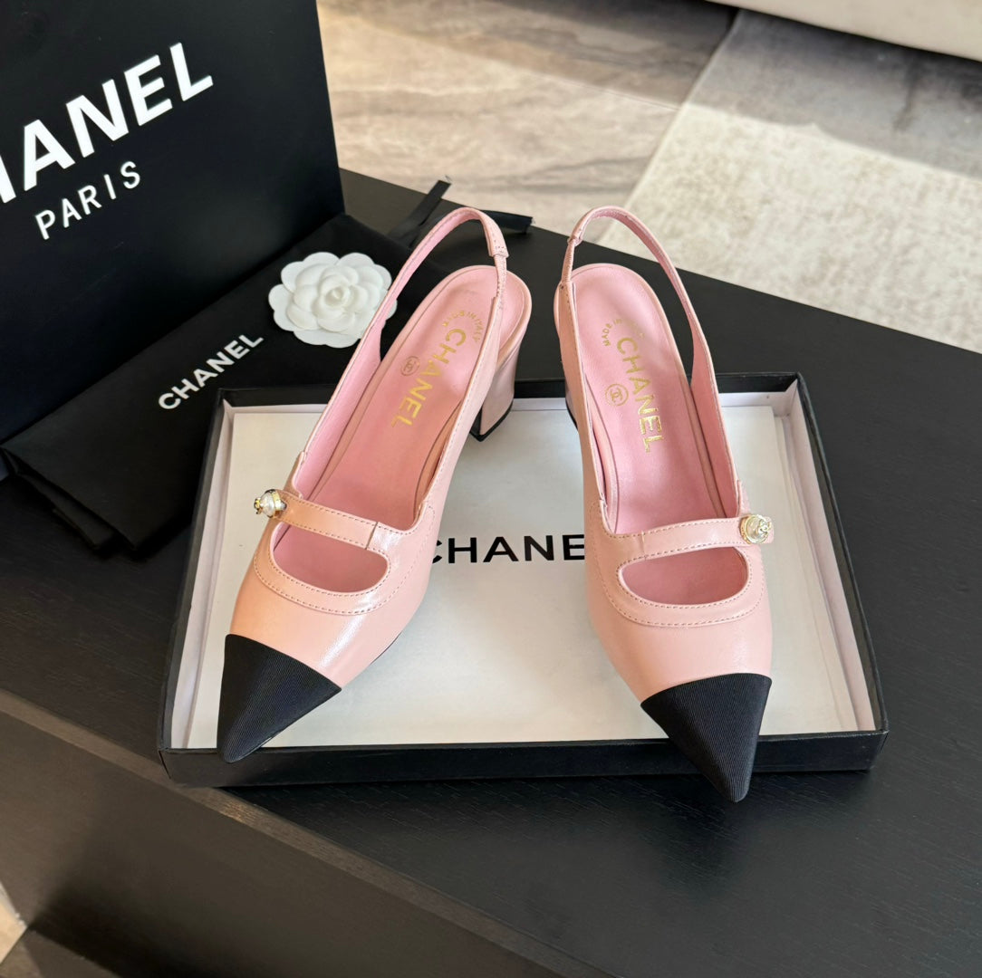 Double C WOMEN'S Slingback SPIRIT TOE Light Pink Lambskin - 35