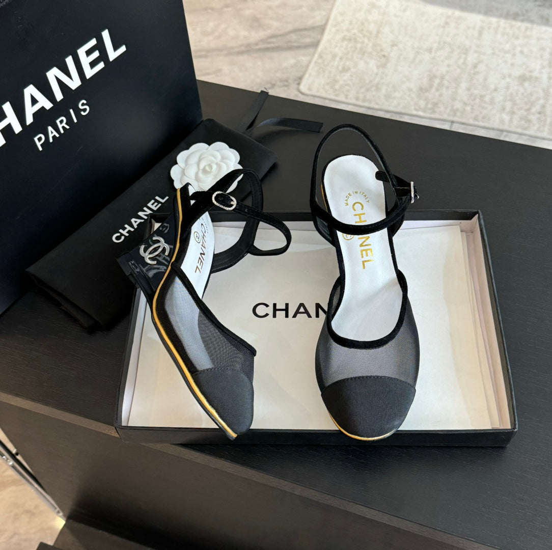 Waterproof Platform High Heels Transparent Heel Mesh  Black - 35