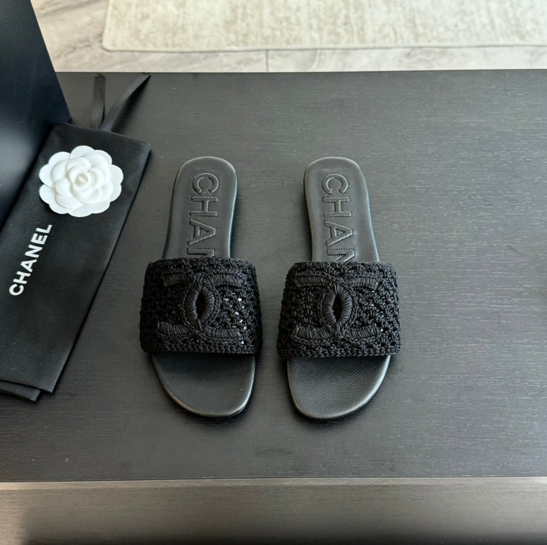 Slippers Black Lambskin - 35