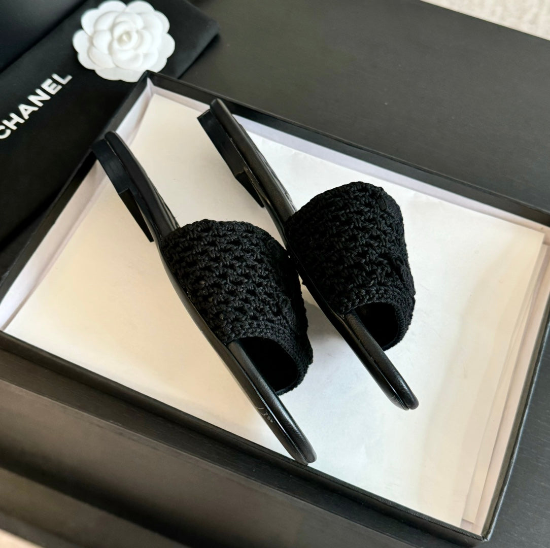 Slippers Black Lambskin - 35