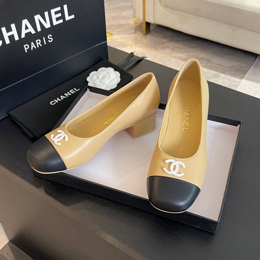 PUMP DARK CREAM MIX BLACK CALFSKIN - 34