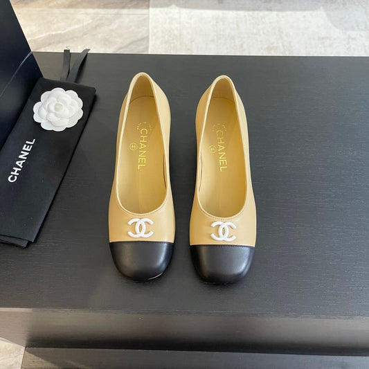 PUMP DARK CREAM MIX BLACK CALFSKIN - 34