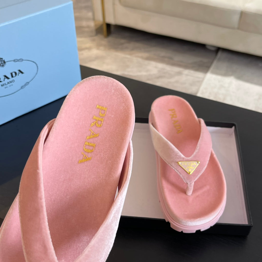 PRA RUBBER THONG SANDALS LIGHT PINK VELVET - 35