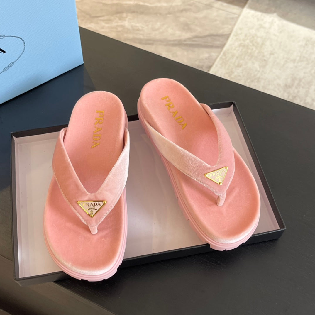 PRA RUBBER THONG SANDALS LIGHT PINK VELVET - 35