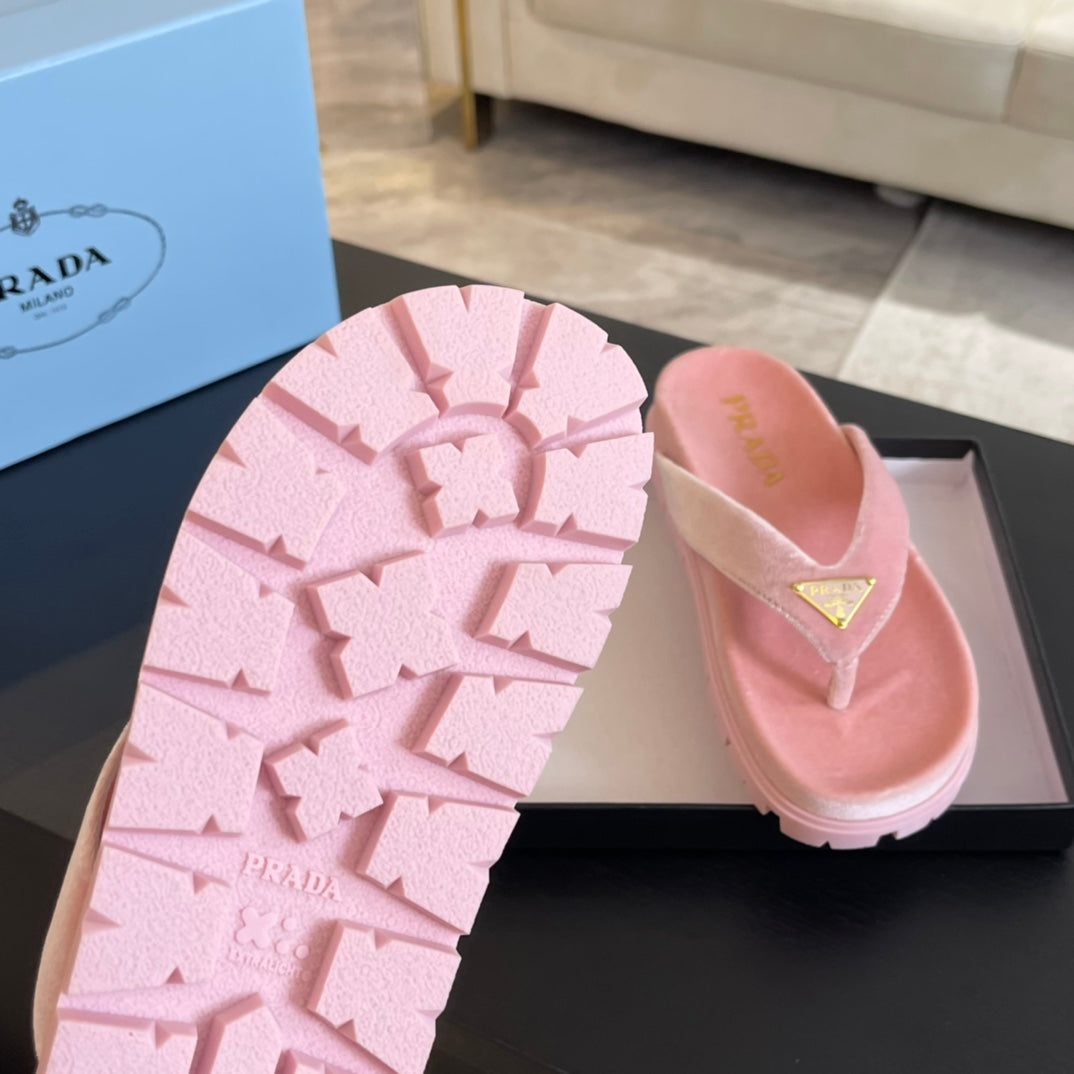 PRA RUBBER THONG SANDALS LIGHT PINK VELVET - 35