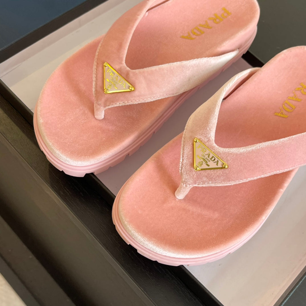 PRA RUBBER THONG SANDALS LIGHT PINK VELVET - 35