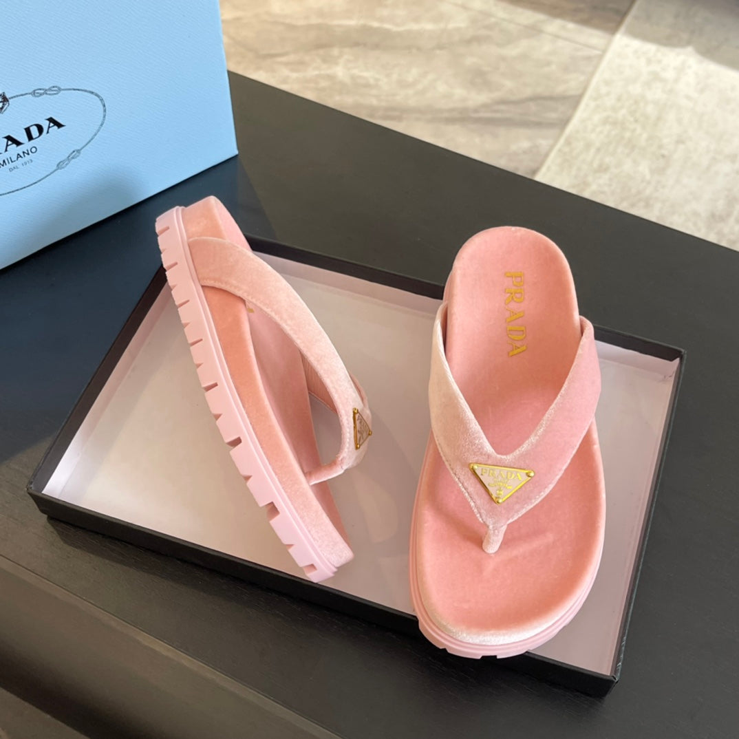 PRA RUBBER THONG SANDALS LIGHT PINK VELVET - 35