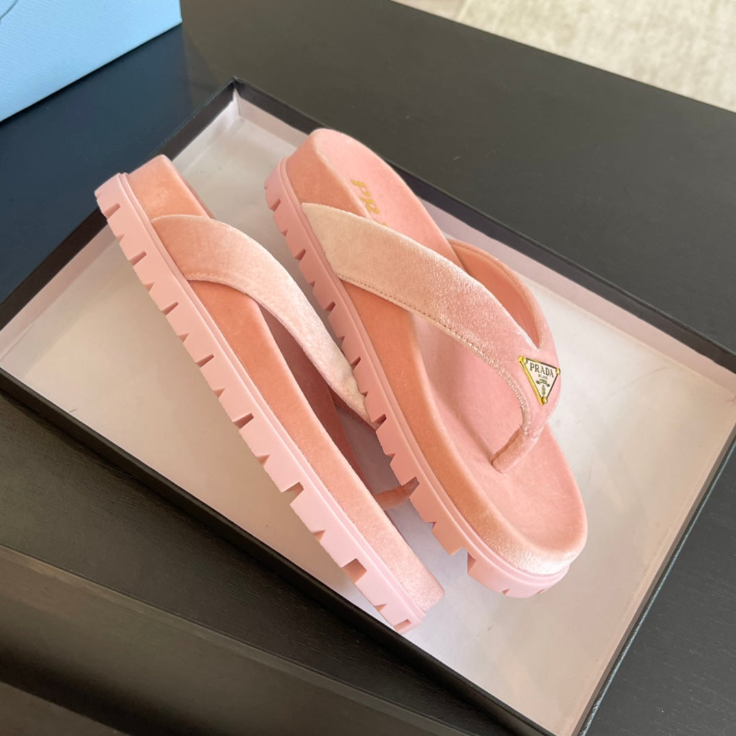 PRA RUBBER THONG SANDALS LIGHT PINK VELVET - 35