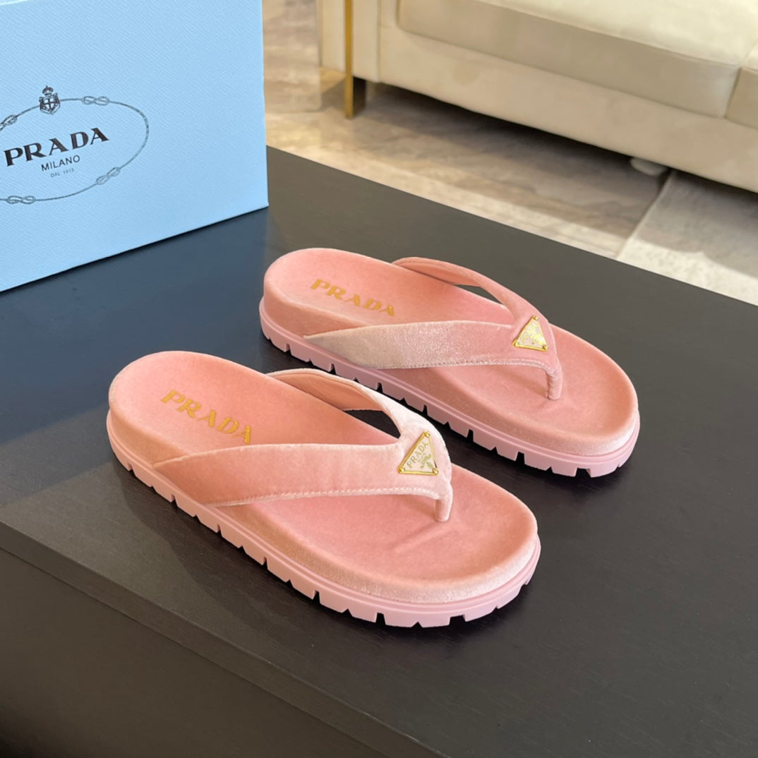 PRA RUBBER THONG SANDALS LIGHT PINK VELVET - 35