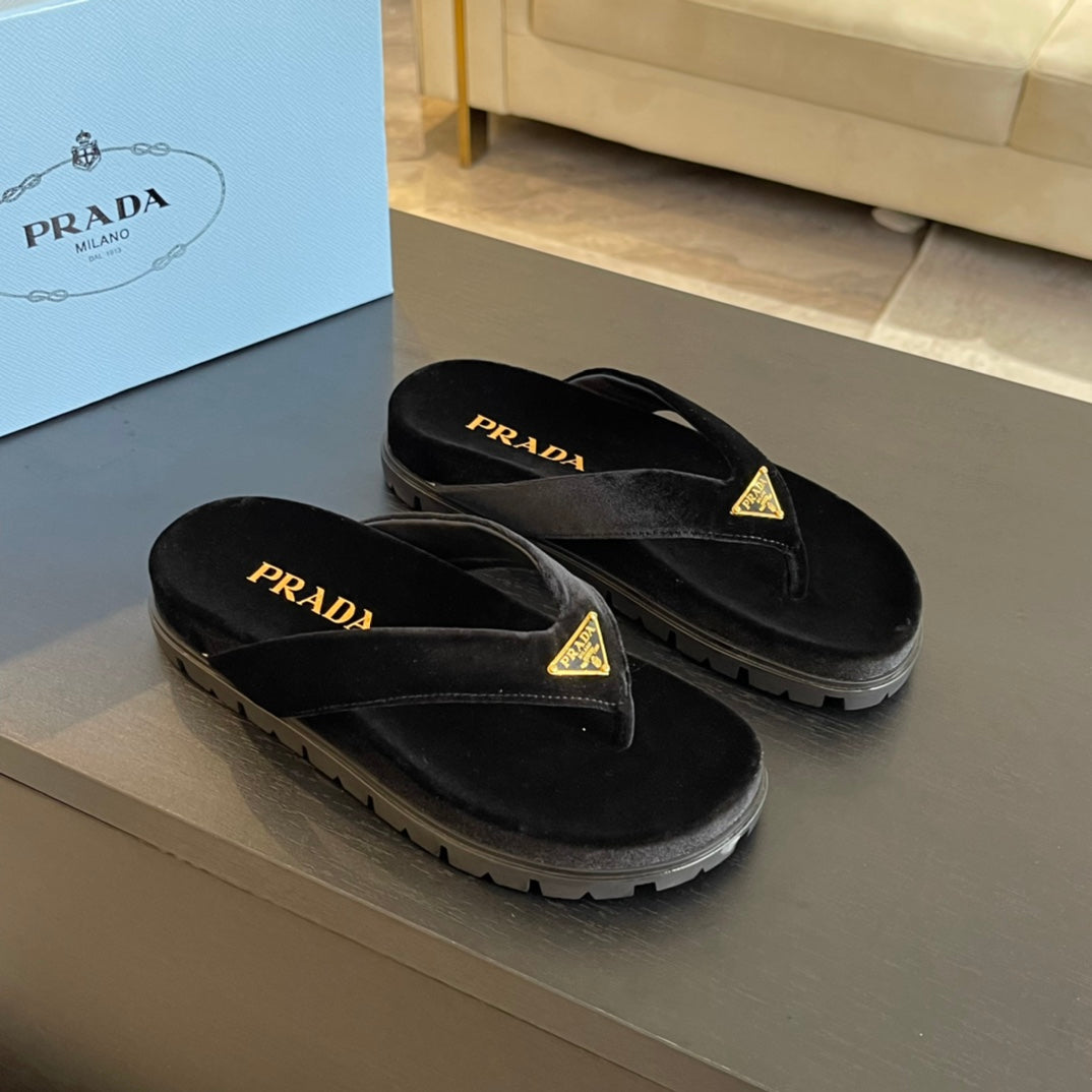 PRA RUBBER THONG SANDALS BLACK VELVET - 35