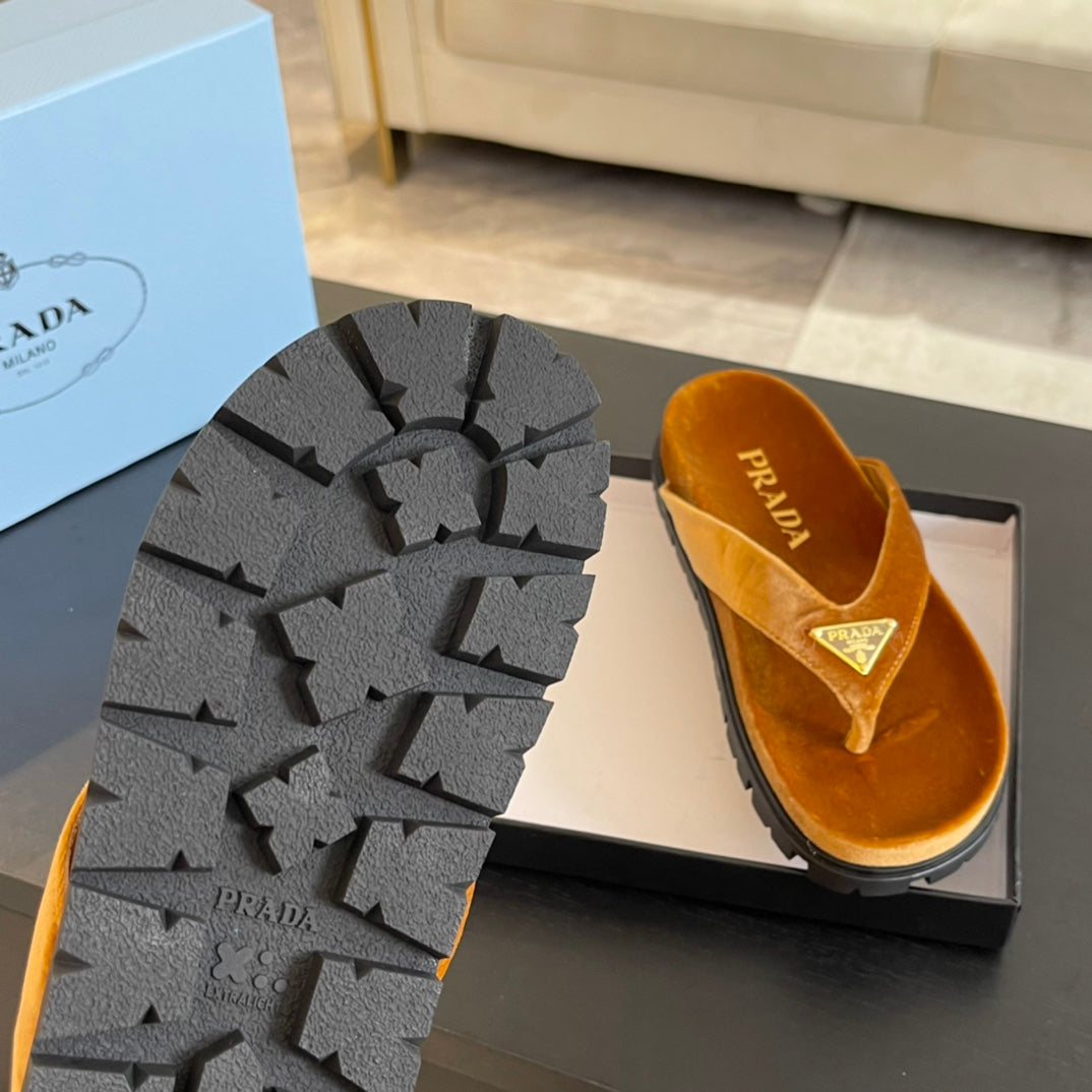 PRA RUBBER THONG SANDALS OCHRE VELVET - 35