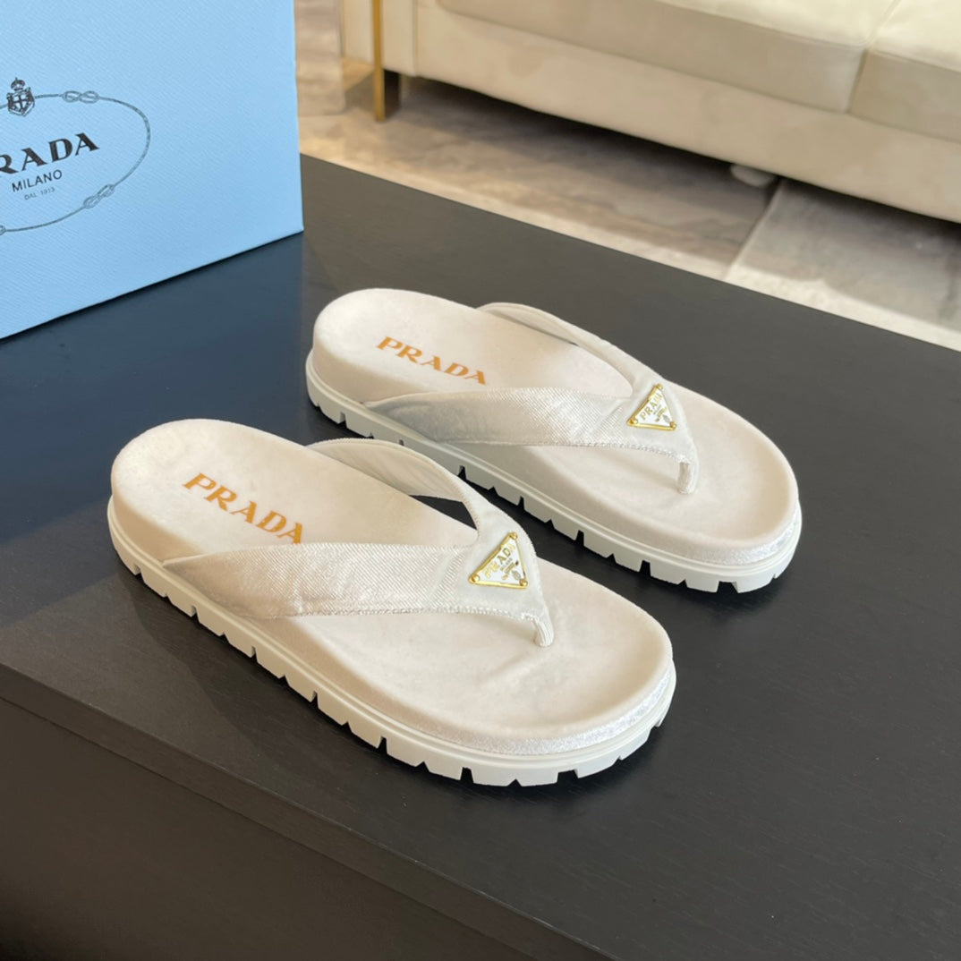 PRA RUBBER THONG SANDALS WHITE VELVET - 35
