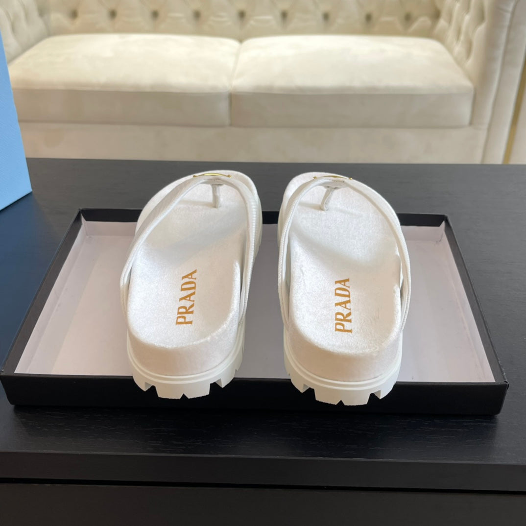 PRA RUBBER THONG SANDALS WHITE VELVET - 35