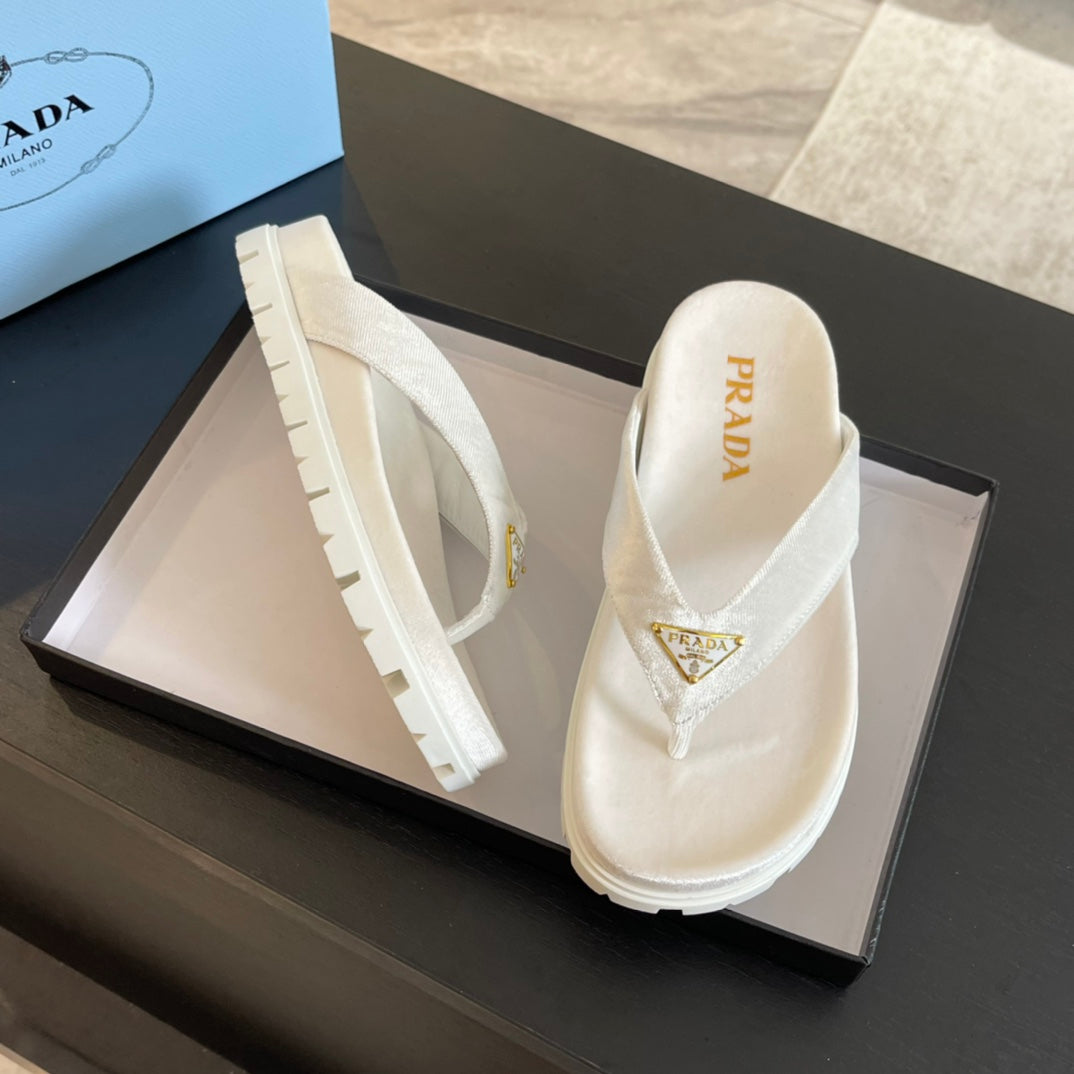 PRA RUBBER THONG SANDALS WHITE VELVET - 35