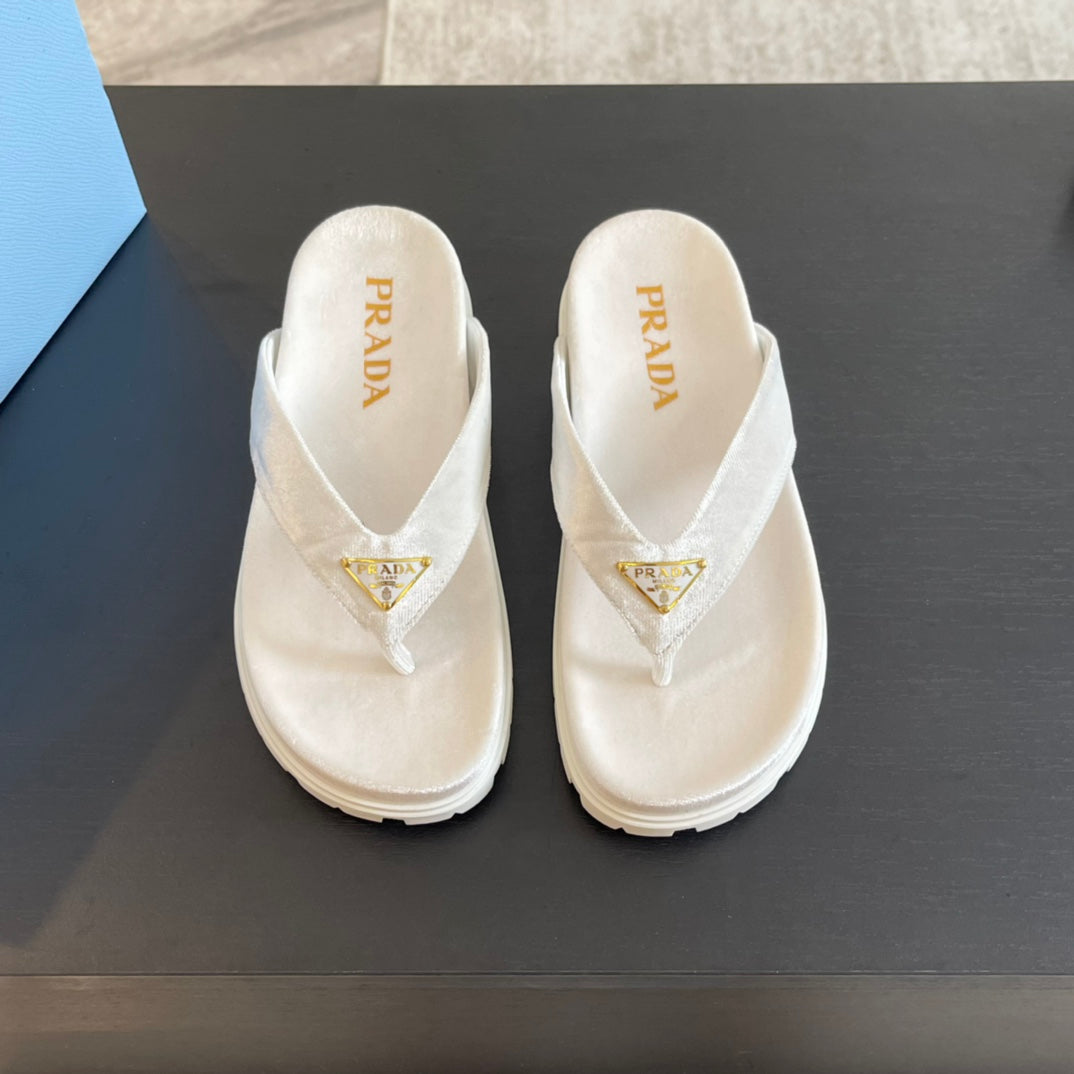 PRA RUBBER THONG SANDALS WHITE VELVET - 35