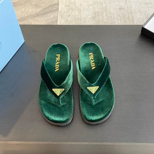 PRA RUBBER THONG SANDALS LAUREL GREEN VELVET - 35