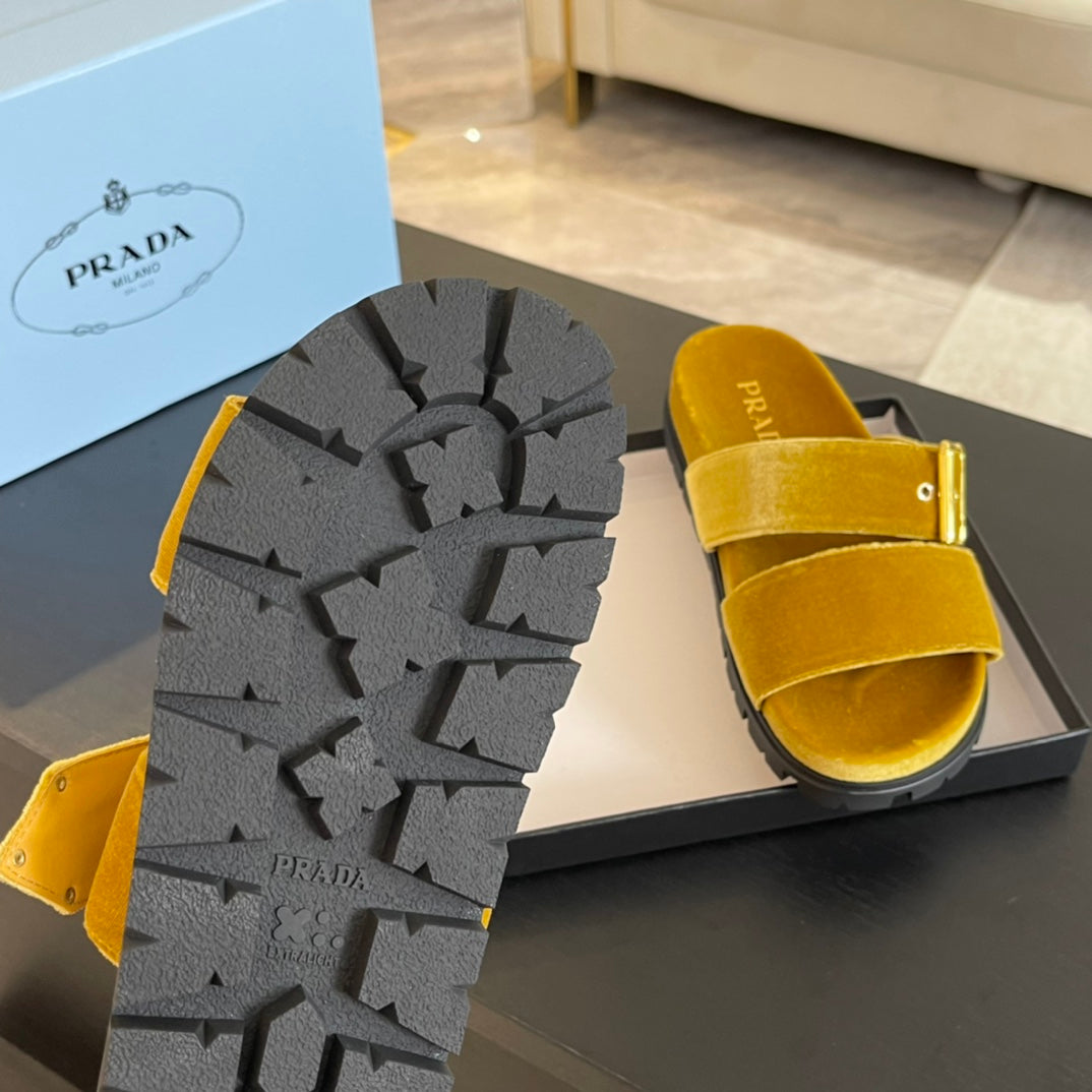 PRA SLIDES SANDALS AMBER VELVET - 35
