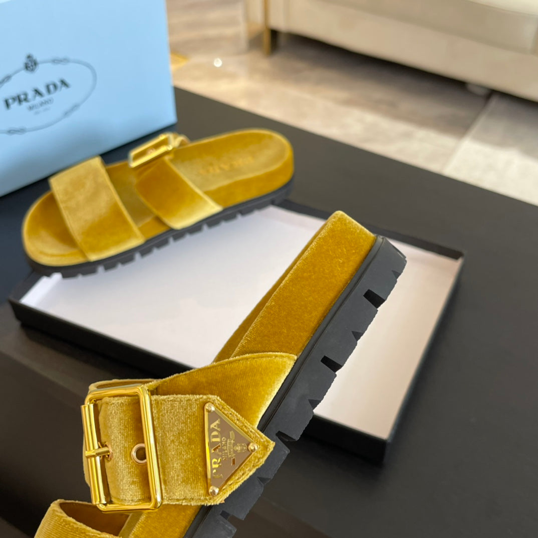 PRA SLIDES SANDALS AMBER VELVET - 35