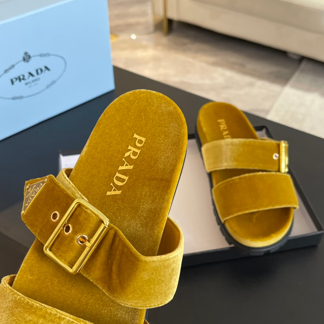 PRA SLIDES SANDALS AMBER VELVET - 35