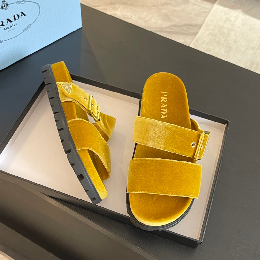 PRA SLIDES SANDALS AMBER VELVET - 35