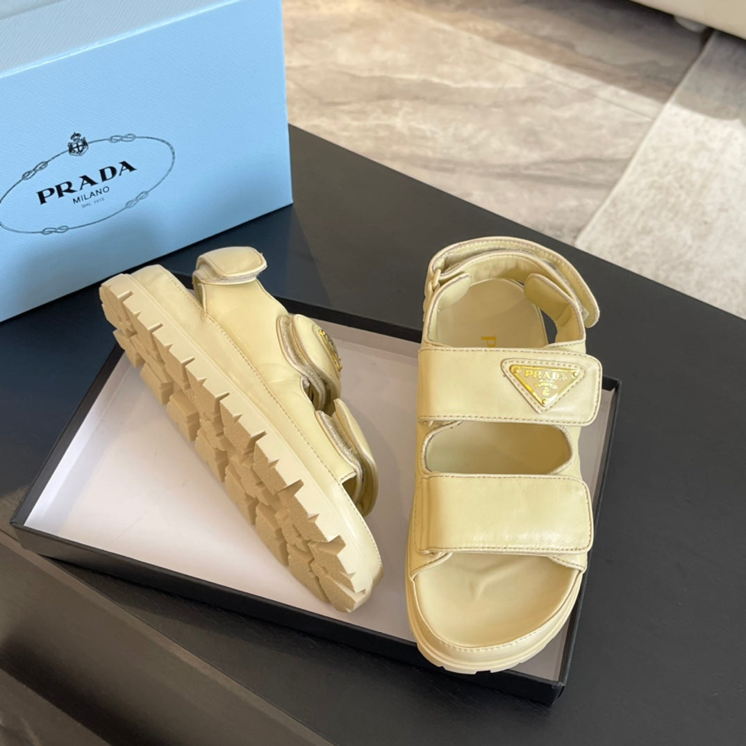 PRA FLAT NAPPA SANDALS BEIGE LAMBSKIN - 35