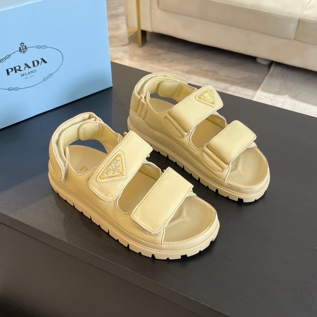 PRA FLAT NAPPA SANDALS BEIGE LAMBSKIN - 35