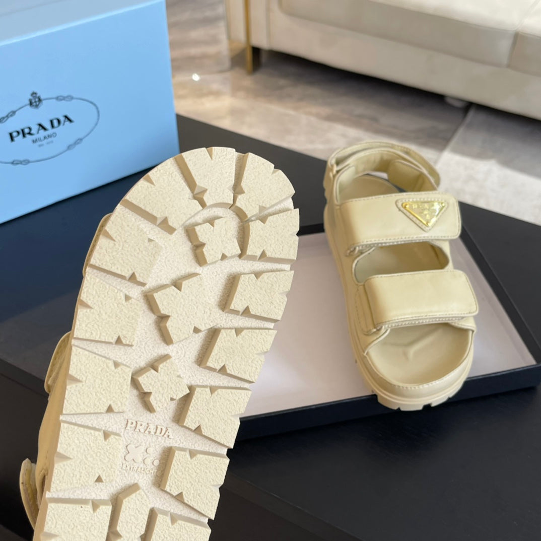PRA FLAT NAPPA SANDALS BEIGE LAMBSKIN - 35