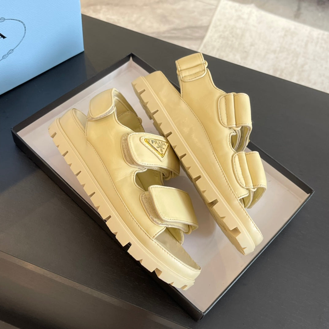 PRA FLAT NAPPA SANDALS BEIGE LAMBSKIN - 35
