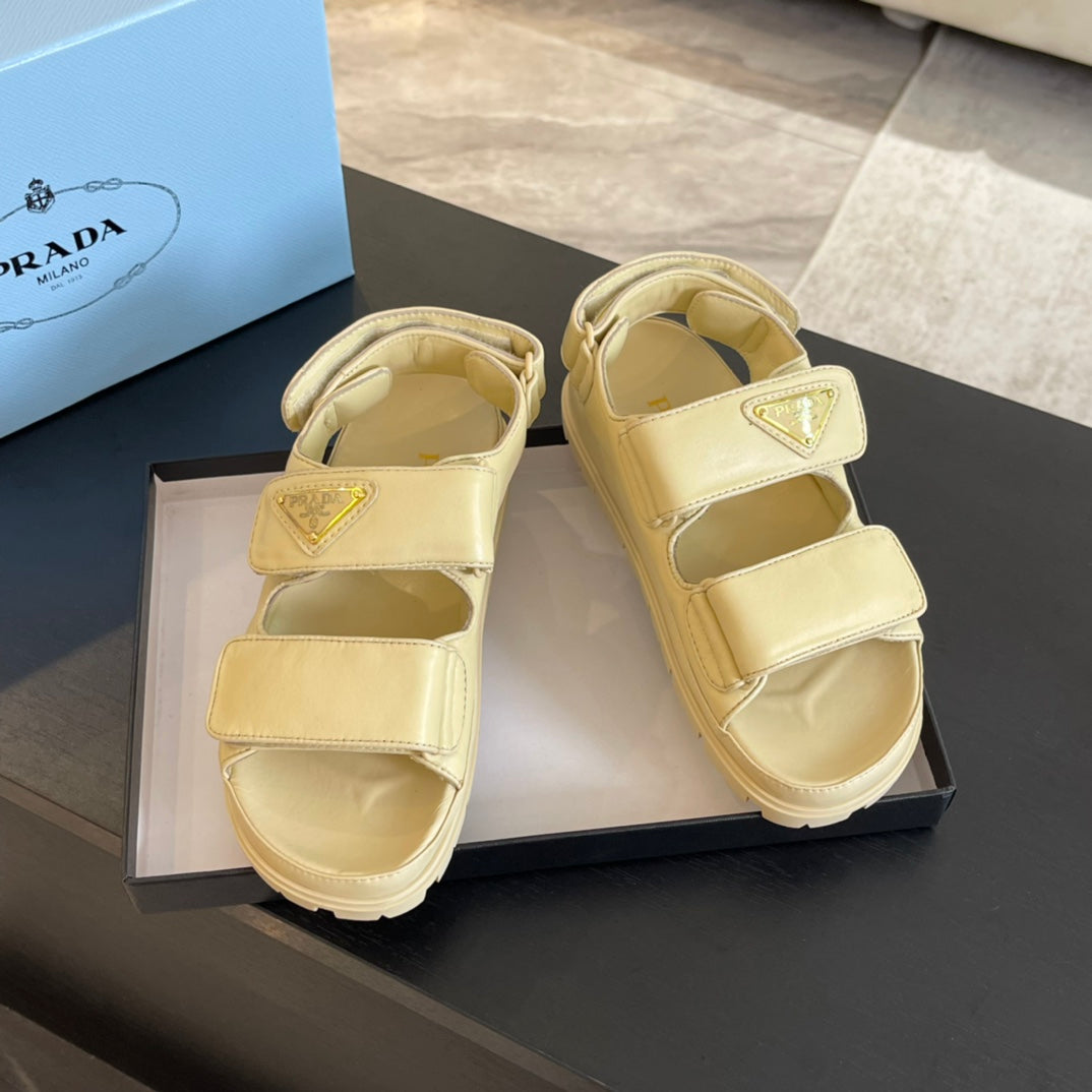 PRA FLAT NAPPA SANDALS BEIGE LAMBSKIN - 35