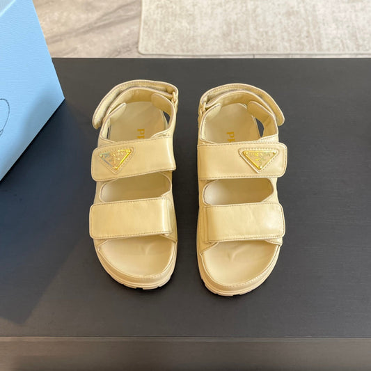 PRA FLAT NAPPA SANDALS BEIGE LAMBSKIN - 35