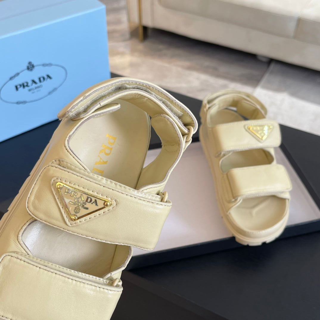 PRA FLAT NAPPA SANDALS BEIGE LAMBSKIN - 35