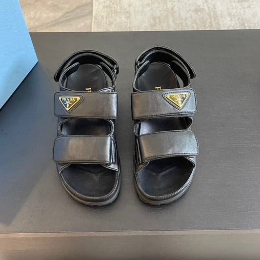 PRA FLAT NAPPA SANDALS BLACK LAMBSKIN - 35